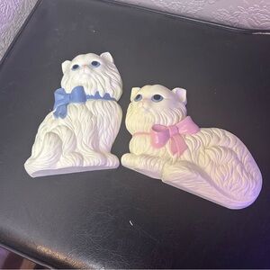 HOMCO Home Interiors white Persian cat wall decor